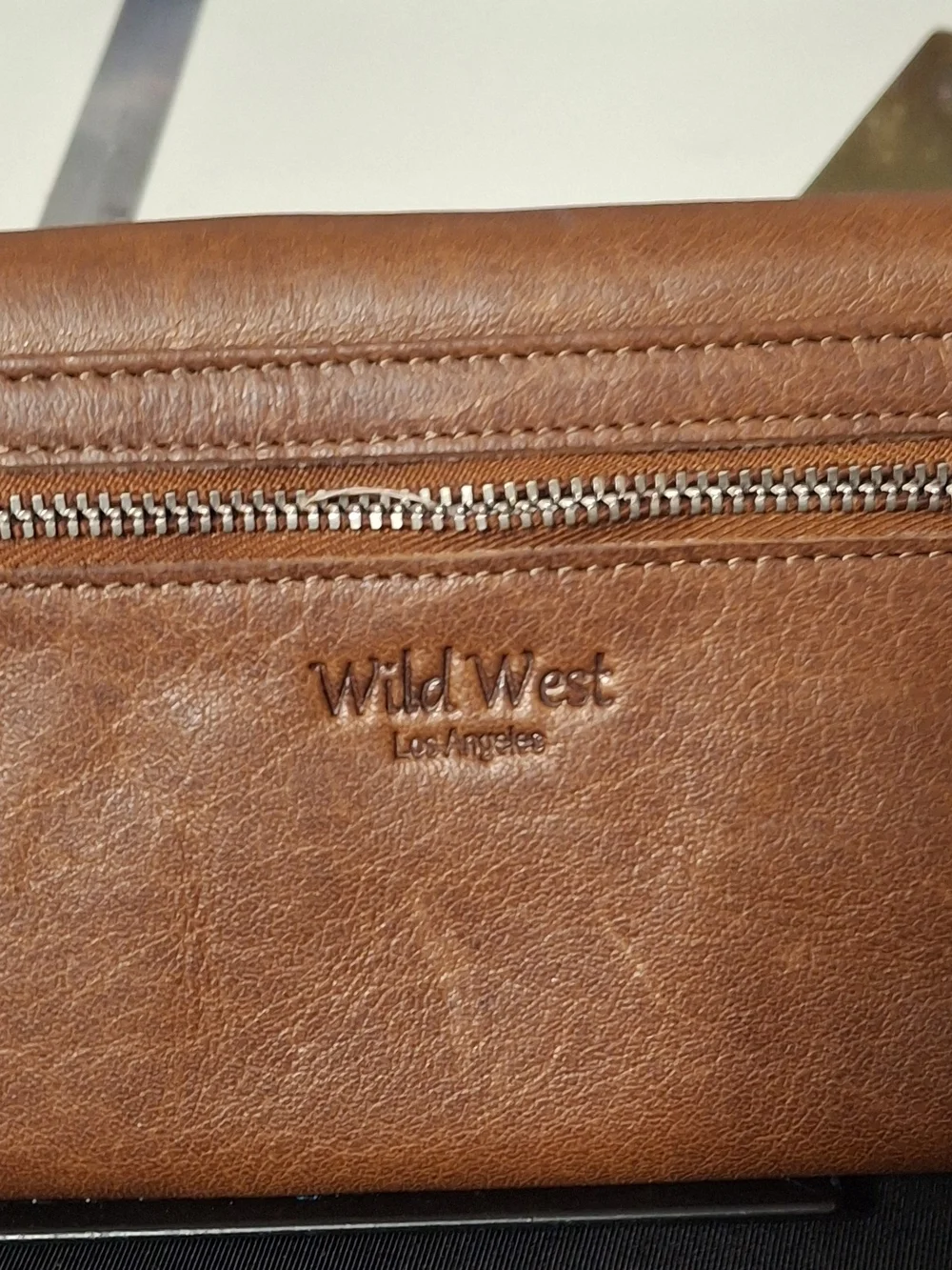 Wild West Leather Fold-Over Clutch Wallet - Brown